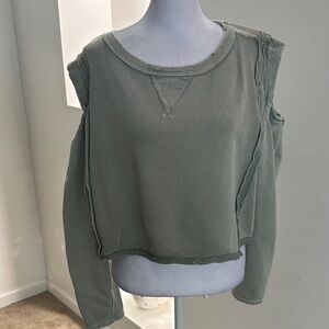 We The Free Olive Green Cutout Sweatshirt